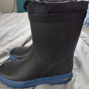 Kids Black and Blue Rain/Snow Boots